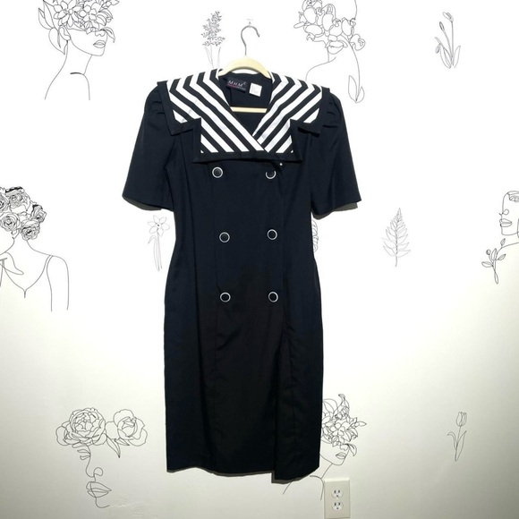 Vintage Black and White Sailor Dress MHM MELISSA HARPER - Picture 1 of 4